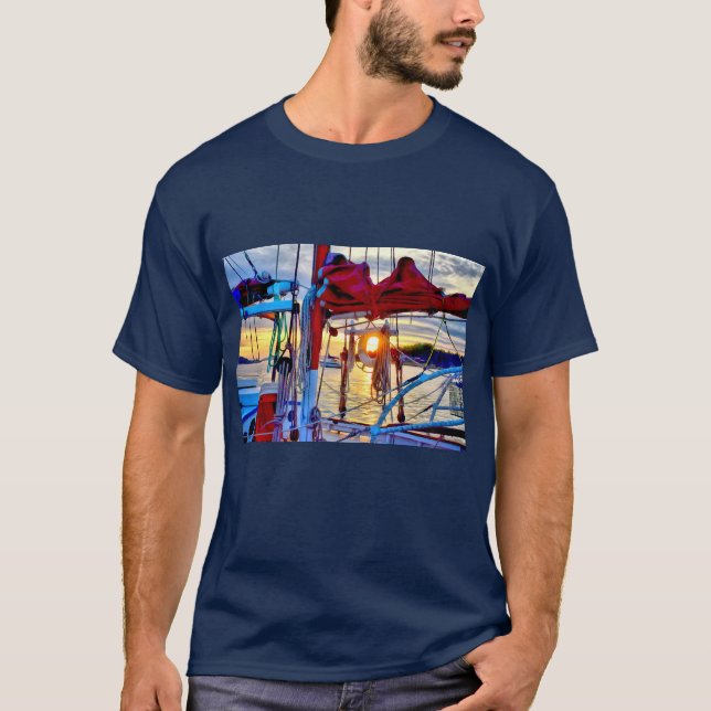 Camiseta de atardecer y veleros (Anverso)