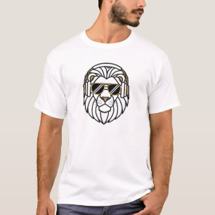 Camiseta de auriculares DJ Cool Lion   Música eleg