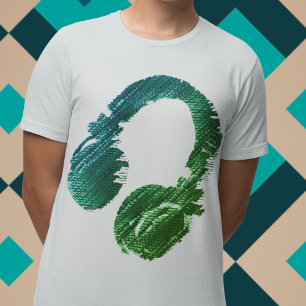 camiseta de auriculares gráficos verdes para el dj