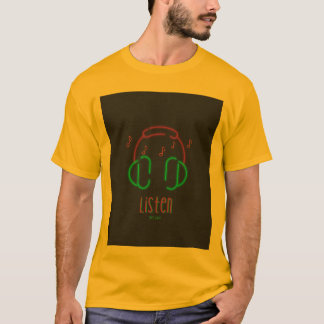 Camiseta de auriculares neon para escuchar música