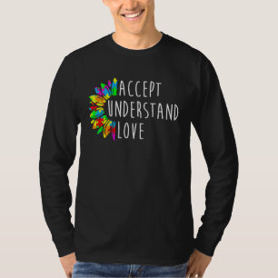Camiseta de Autismo de Girasol Acepta Entiende Ama