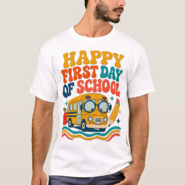 Camiseta de autobús del feliz primer día de clases