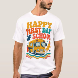 Camiseta de autobús del feliz primer día de clases