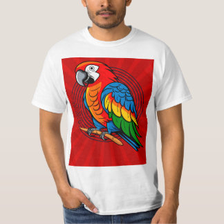 Camiseta de ave de loro colorida