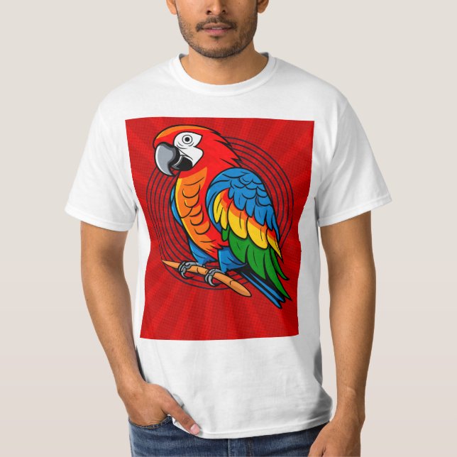 Camiseta de ave de loro colorida (Anverso)