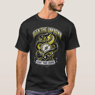 Camiseta de aventura con brújula y tesoro Busca lo