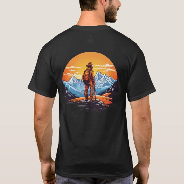 Camiseta de aventura de senderismo Retro Mountain  (Reverso)