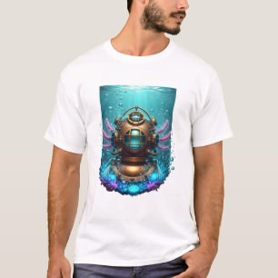 Camiseta de Axolotl de Buceo Steampunk   U Retro V