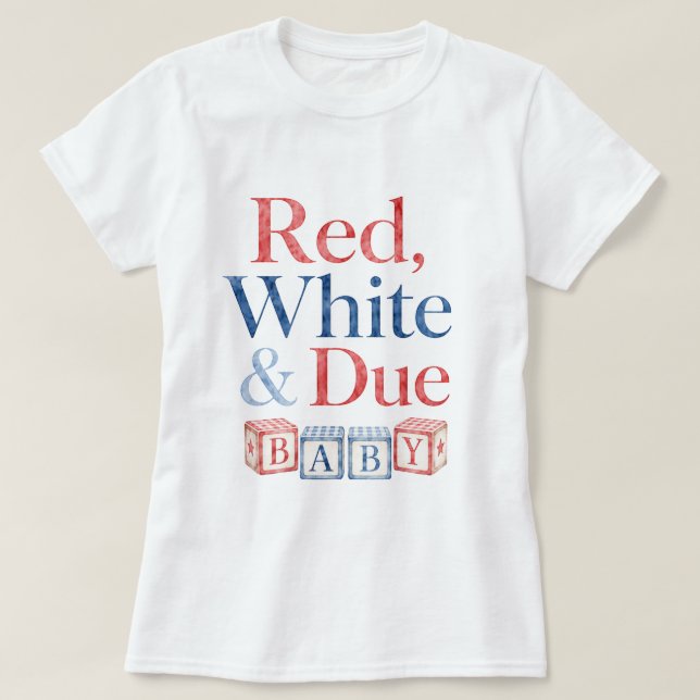 Camiseta de Baby Shower Bloques de Bebé Rojo Blanc (Diseño del anverso)