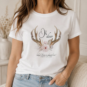 Camiseta de Baby Shower Oh Deer Woodland – Boho Fl