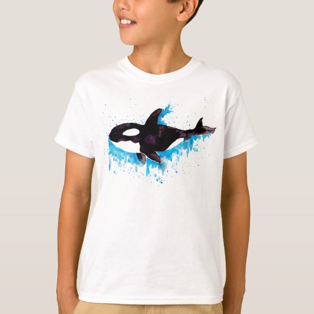 Camiseta de ballena asesina de acuarela (Anverso)