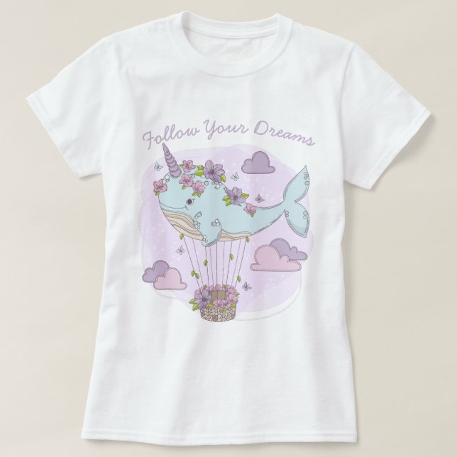 Camiseta de ballena de Unicornio volante (Diseño del anverso)