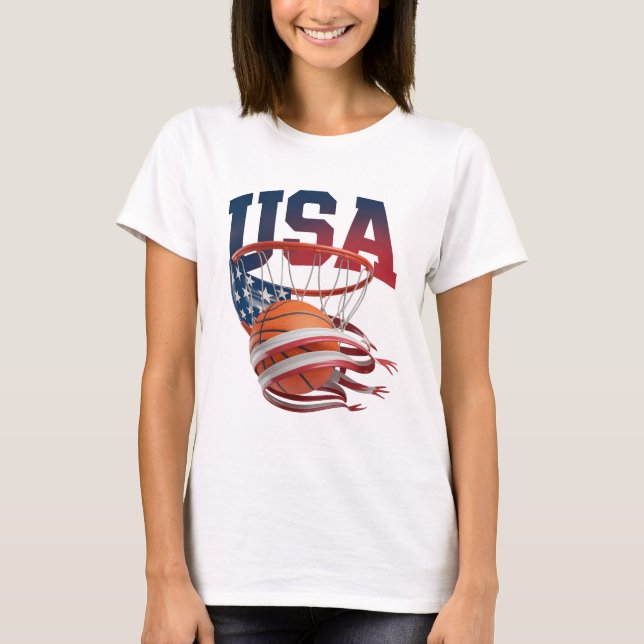 Camiseta de Baloncesto de EE. UU., Aro de Bandera  (Anverso)