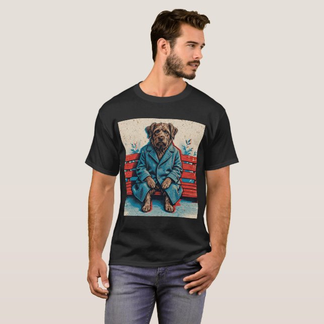 Camiseta de banco de perro esperando (Anverso completo)