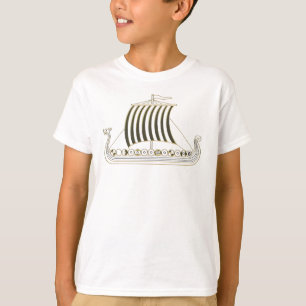 Camiseta de barco dorado metálico vikingo
