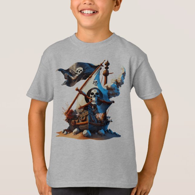 Camiseta de Barco Pirata para Niños (Anverso)