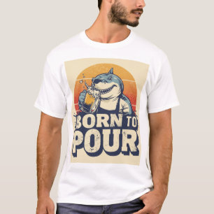Camiseta de barman tiburón nacido para verter