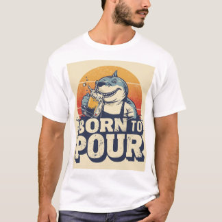 Camiseta de barman tiburón nacido para verter