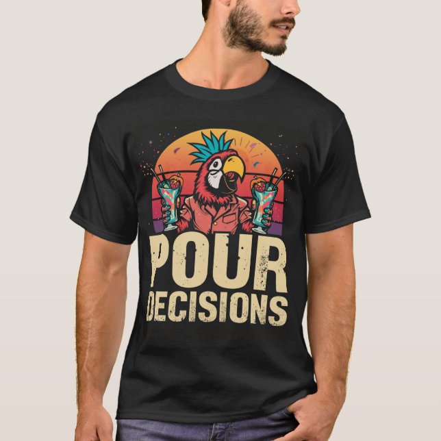 Camiseta de Bartender Loro para Tomar Decisiones (Anverso)