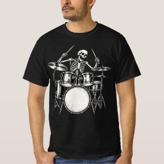 Camiseta de Baterista Esqueleto Divertida Música d