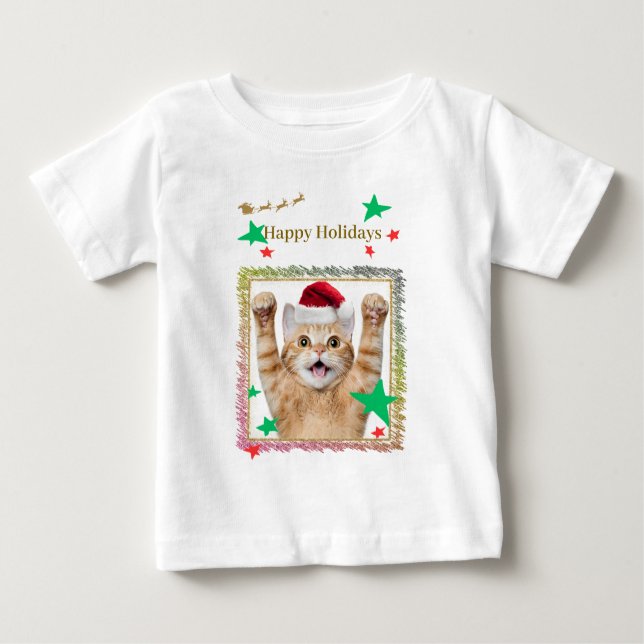 CAMISETA DE BEBÉ 可愛いねこのクリスマスデザイン♡ (Anverso)