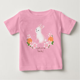 Camiseta De Bebé 可愛い桜と白うさぎ ピンク 日本 和風 cherry blossoms