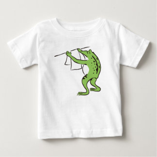CAMISETA DE BEBÉ 【純和風】鳥獣戯画風カエルの丁寧お洗濯ラグラン