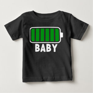 Camiseta De Bebé 100% Batería Totalmente Cargada Familia Negro
