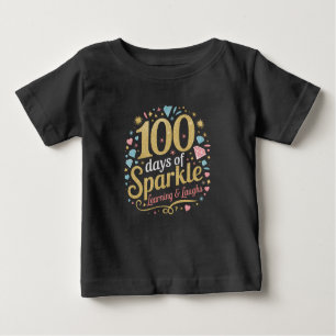 Camiseta De Bebé 100 días de aprendizaje de destellos escolares y r