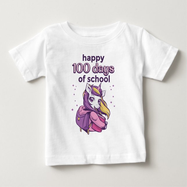 Camiseta De Bebé 100 días de escuela (Anverso)