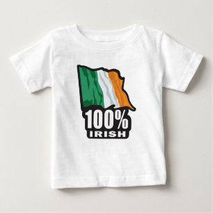 Camiseta De Bebé 100% irlandés con la bandera de Irlanda