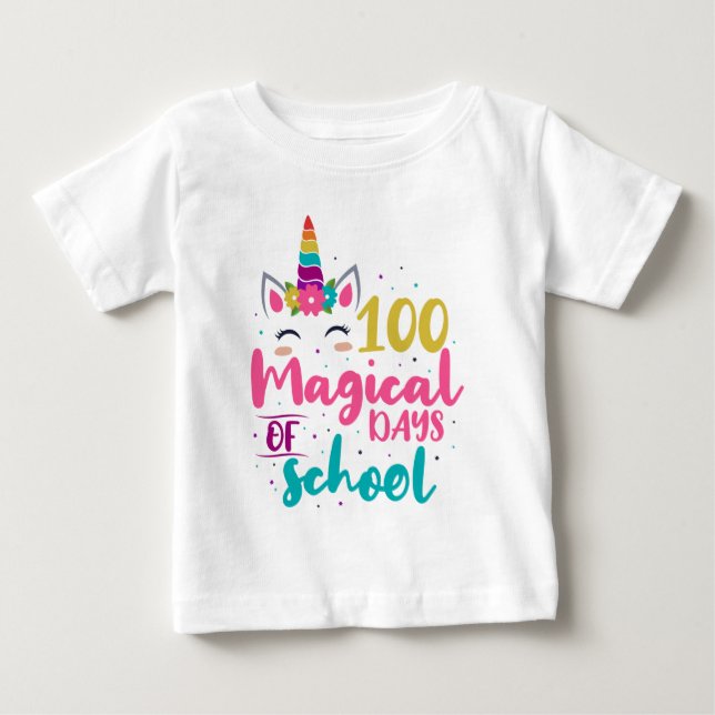 Camiseta De Bebé 100 Mágicos Días Escolares De Unicornio (Anverso)