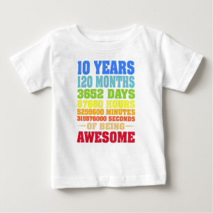 Camiseta De Bebé 10 años 120 meses de increíble décimo cumpleaños
