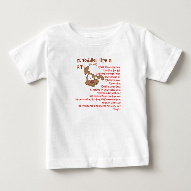 Camiseta De Bebé ¡¡12 consejos para niños de 4 K9-WATCH OUT!! (Anverso)
