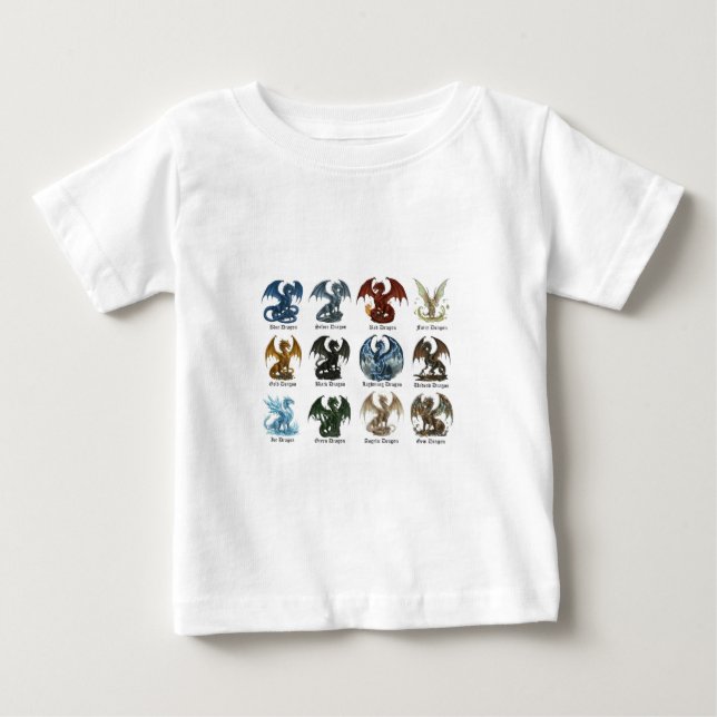 Camiseta De Bebé 12 Dragones - inspirado en dnd (Anverso)