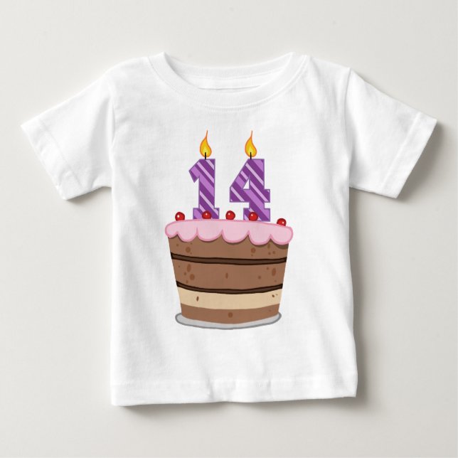 Camiseta De Bebé 14 años en el pastel de cumpleaños (Anverso)