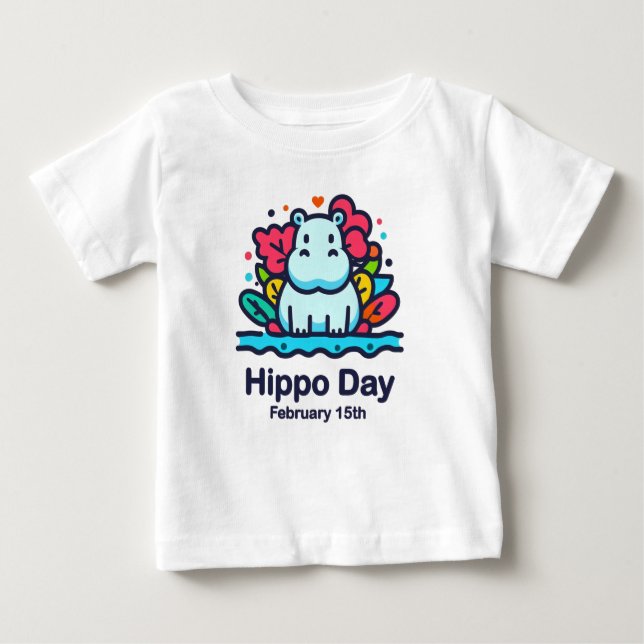 Camiseta De Bebé 15 de febrero Día de Hippo (Anverso)