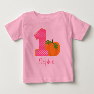 Camiseta De Bebé 1.ª Chica de cumpleaños calabaza otoñal personaliz