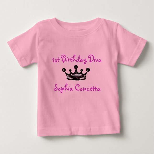 Camiseta De Bebé 1.ª Diva de cumpleaños (Anverso)