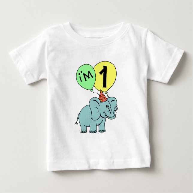 Camiseta De Bebé 1.ª Elefante de Cumpleaños (Anverso)