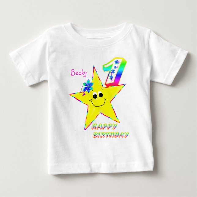 Camiseta De Bebé 1.ª Estrella de Cumpleaños (Anverso)
