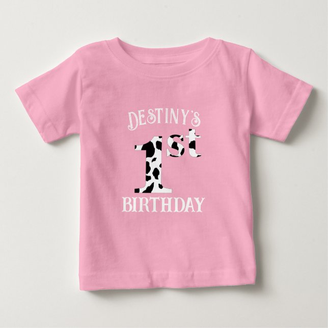Camiseta De Bebé 1.ª impresión de vacas de cumpleaños (Anverso)
