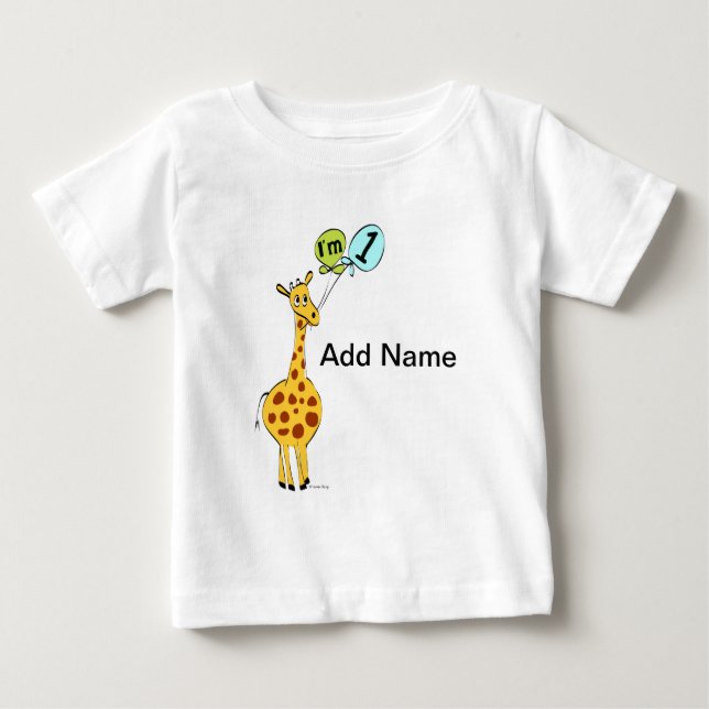 Camiseta De Bebé 1.ª jirafa de cumpleaños con globos (Anverso)