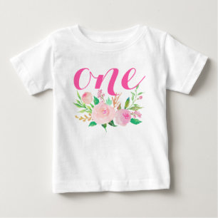 Camiseta De Bebé 1.ª Nacimiento Niña Acuarela Floral