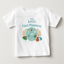 Camiseta De Bebé 1.ª Pascua Personalizado Azul Nombre de niño Año