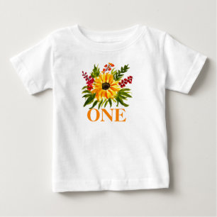 Camiseta De Bebé 1.ª Primera Fiesta de Cumpleaños Niña Girasol