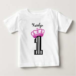 Camiseta De Bebé 1.ª Princesa Corona Estripas de un año 1