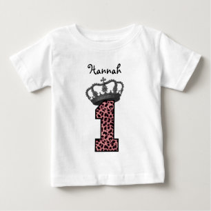 Camiseta De Bebé 1.ª Princesa de Cumpleaños Leopardo Rosa