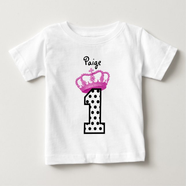 Camiseta De Bebé 1.ª Princesa de Cumpleaños Puntos Polka 2 (Anverso)
