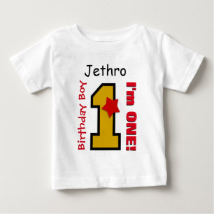 Camiseta De Bebé 1.ᵉʳ Birthday Boy GOLD Nombre personalizado A04 de